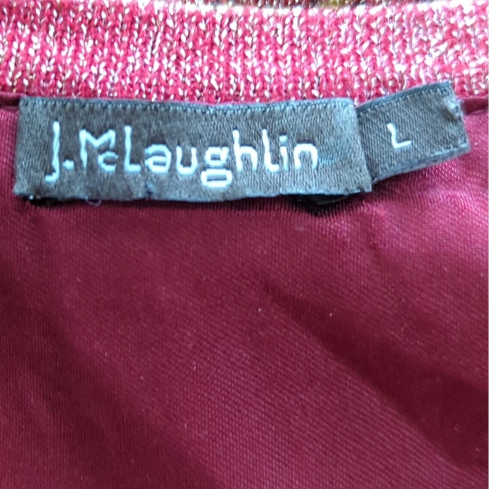 J. McLaughlin Pink & Gold/Gold Shimmer Pullover Sweater Decorative Buttons Sze L - Picture 7 of 9
